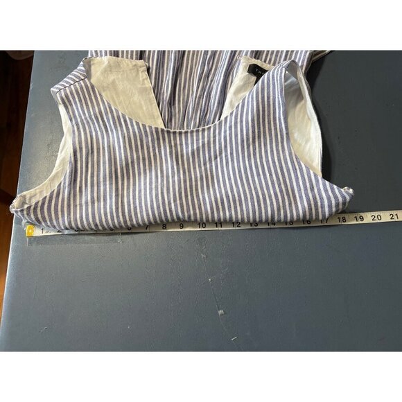 Tahari Womens Blue‎ & White Linen Blend Sleeveless JumpsuitBelt Sz 6 Boho Beachy - Picture 4 of 12